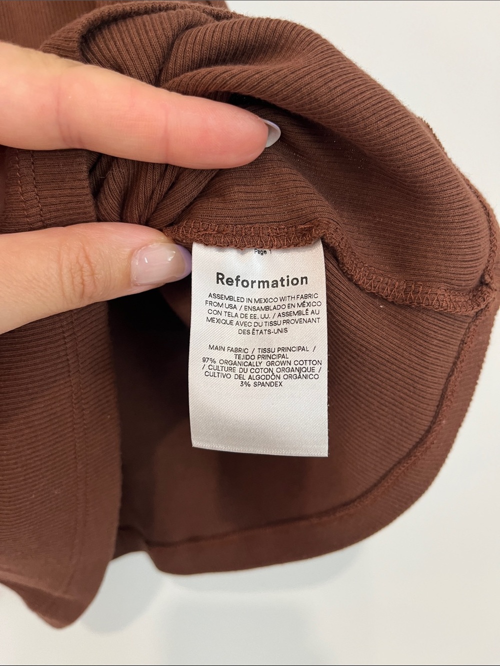 Reformation Chocolate Brown Ribbed Scoop Racerback Tank - Picture 3 of 6